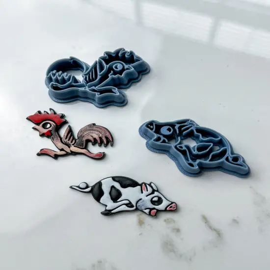 Rooster & Pig | Nautical | Tattoo | Clay Cutter Set {5}