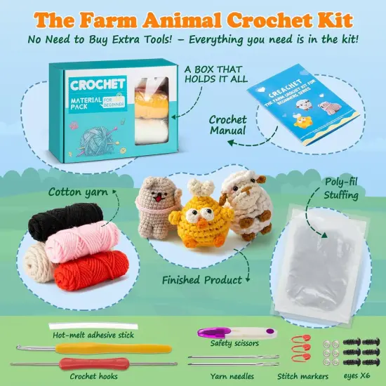 Animal Crochet Kit for Kids and Adults {2}