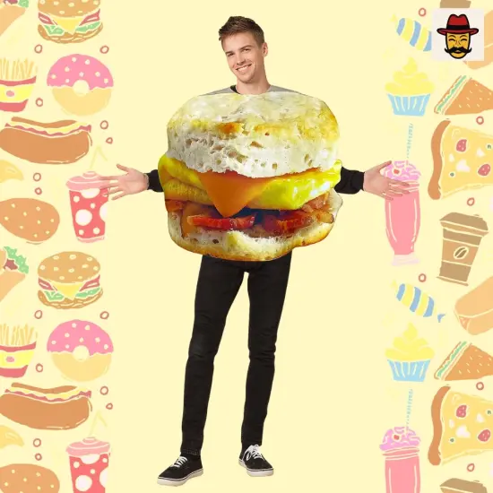 Get Real Breakfast Sandwich Adult Costume Funny Food Tunic Outfit {2}