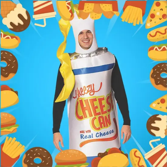 Cheezy Cheese Spray Can Costume Funny Food Head-In Tunic Halloween Party Outfit {5}