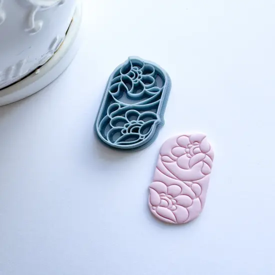 DOUBLE FLOWER OVAL | GARDEN FLORAL | CLAY CUTTER {2}