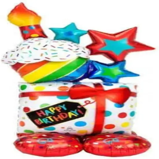 Stacked Birthday Icons Airloonz Foil Mylar Party Balloon, {1}