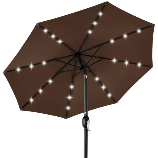 Best Choice Products 10ft Solar LED Lighted Patio Umbrella w/ Tilt Adjustment, UV-Resistant Fabric Ivory {7}