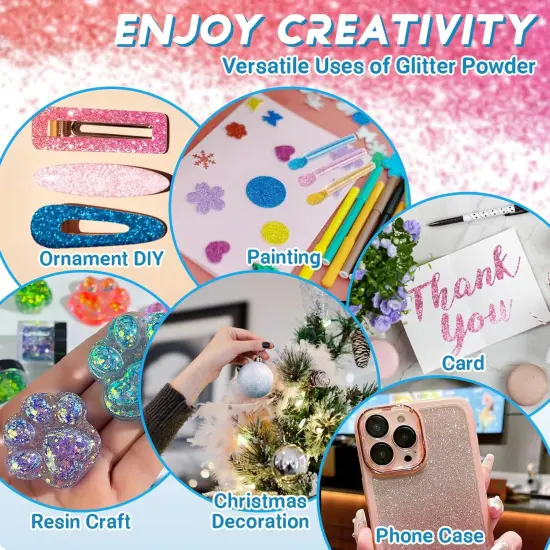 36 PCS Ultra Fine Glitter for Crafts Set of 12 Colors {3}