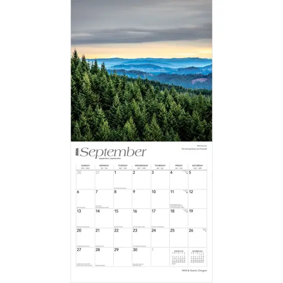 Oregon Wild & Scenic | 2026 12 x 24 Inch (Hanging) Monthly Square Wall Calendar | Plastic-Free {4}