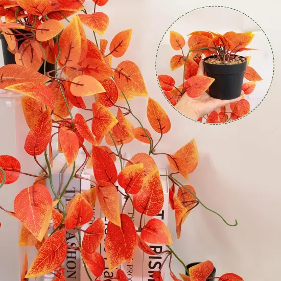 Small Artificial Plants Hanging Potted Fall Foliage {5}