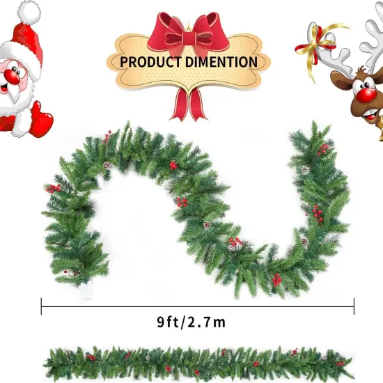 9 Ft Christmas Garland Decoration with Pre-lit Lighted {2}