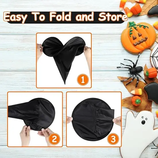 12 Halloween Black Witch Hats and 32 Bat Stickers {3}