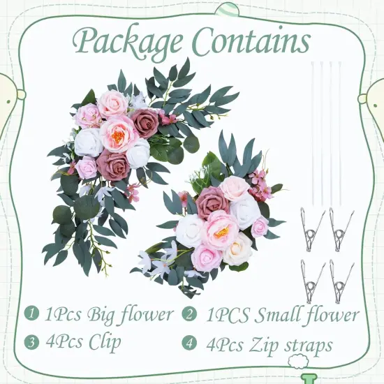 2PCS Artificial Flower Floral Swag for Decoration,Wedding Welcome Sign,Wedding Arch Flowers {5}