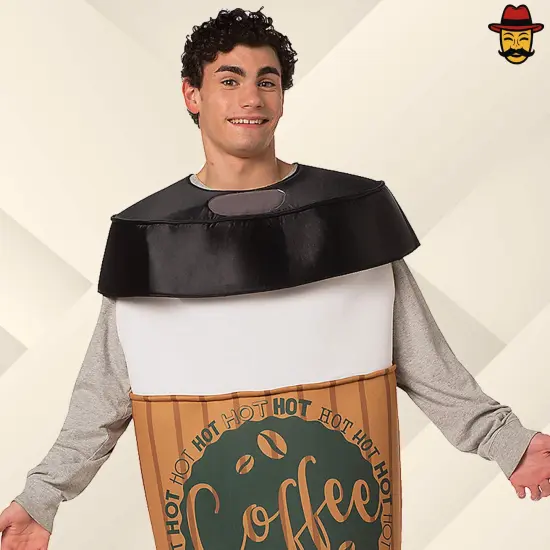 Coffee 2 Go Cup Adult Costume Funny Beverage Tunic Halloween Party Outfit {3}