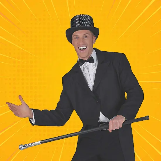 Black Tailcoat Costume Adult Long Jacket Formal Halloween Wear {6}