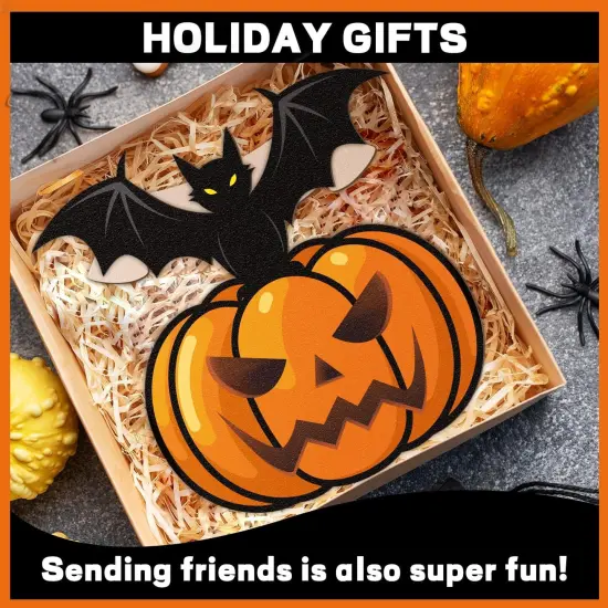 Wooden Black Bats Pumpkin Halloween Wreaths {4}
