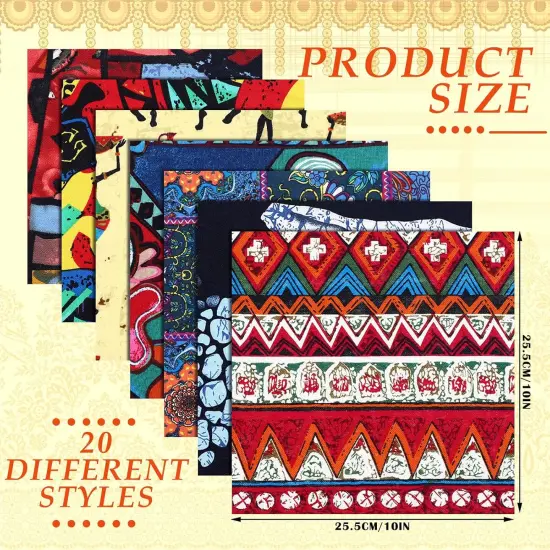 40 Pcs 10 x 10 Inch African Print Fabric Indian Cotton {2}
