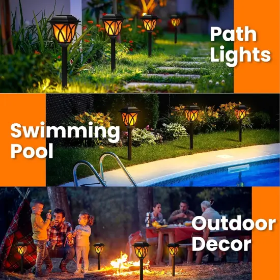 Solar Flickering Flame Outdoor Lights - 8 Pack Warm White {3}