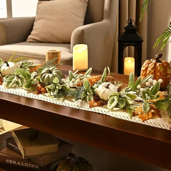 2 Pcs Fall Garland for Mantle, Autumn Garland with Lights {4}