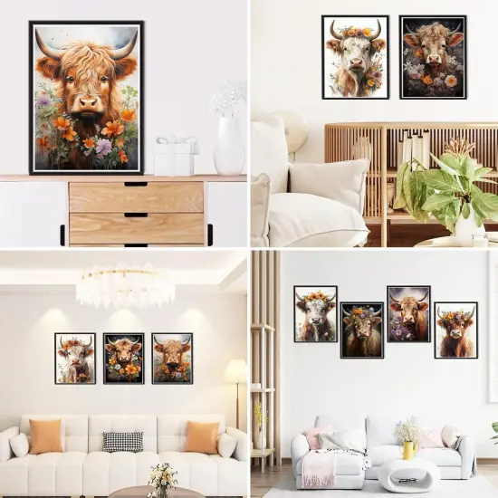 12 Pack Highland Cow Diamond Art Kits for Adults Kids 5D,12x16 Inches {2}