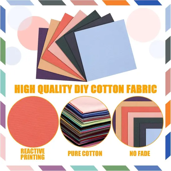 300 Pcs 4 x 4 Inches Multicolor Cotton Fabric Squares Solid Fat Quarters Precut {4}