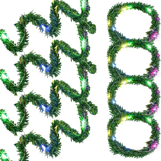 8 Pcs Dollhouse Miniature Christmas Garland with Lights Christmas {1}