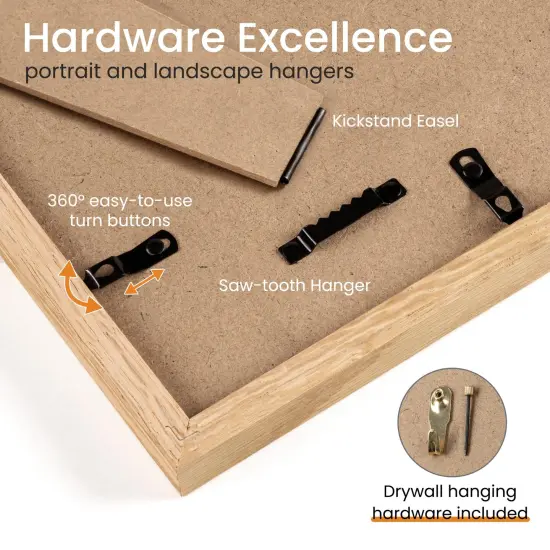 Diploma Frame For 8.5x11 Certificate Document | Solid Oak Wood 8.5 By 11 Picture With Mat For 6x8 | 8 1/2 x 11 Certificate Frame | Plexiglass And Hanging Hardware Included | Natural {6}