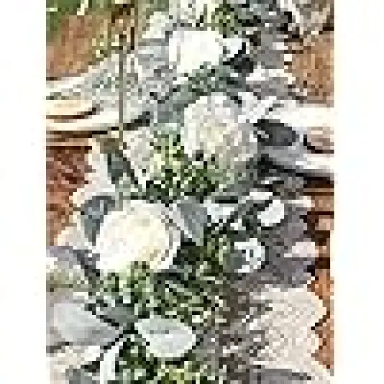 Lambs Ear Greenery White Roses Flower Garland Fake Vines for Wedding {2}