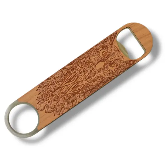 Wooden Bottle Opener - Tribal Owl {1}
