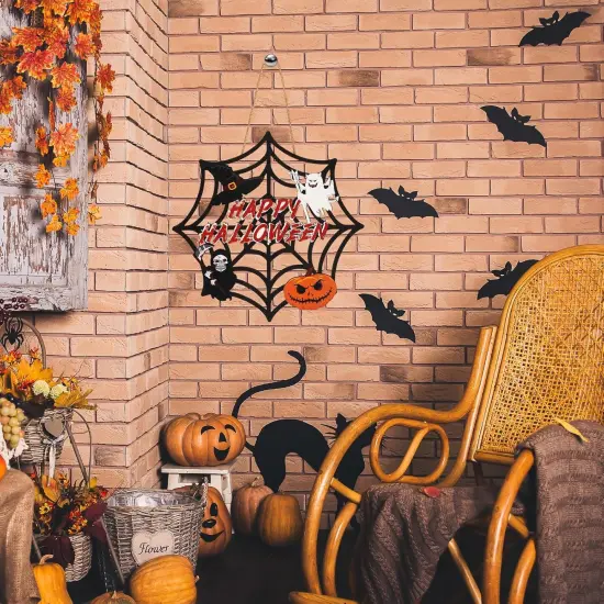 2PACK Halloween Door Sign Spider Web Design with Pumpkin,Ghost {6}