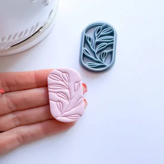 STAINED GLASS LEAVES OVAL | GARDEN FLORAL | CLAY CUTTER {3}