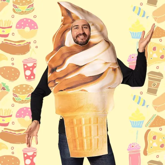 Soft Serve Ice Cream Cone Adult Costume Get Real Tunic Funny Food Outfit Halloween Party {5}
