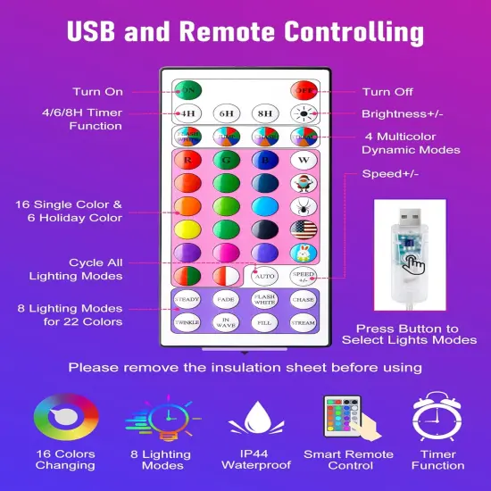 33FT 100 LED String Light with Remote - Color Changing {4}