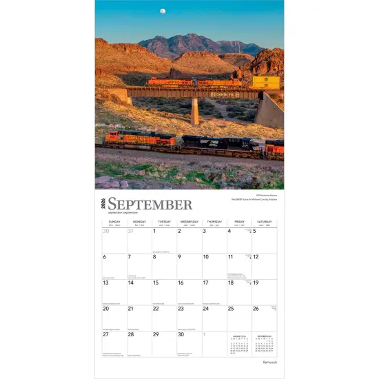Railroads | 2026 12 x 24 Inch (Hanging) Monthly Square Wall Calendar | Plastic-Free {4}
