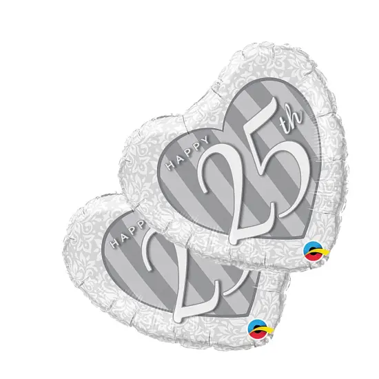 Happy 25th Damask Heart 18 Inch Foil Mylar Balloon {5}