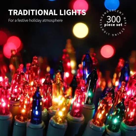 300LIGHTS(2*150L) MULTI Extra-Bright With End Connectors Christmas Decorative Lights 19.44m UL Certified Mini String Light Set Waterproof for Home Garden Holiday Tree Party Patio Decor Wedding {4}