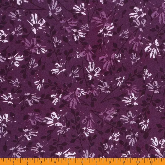 Mook Fabrics Aster Floral Cotton Fabric [108 in. Wide] - By The Yard Italian Plum {3}