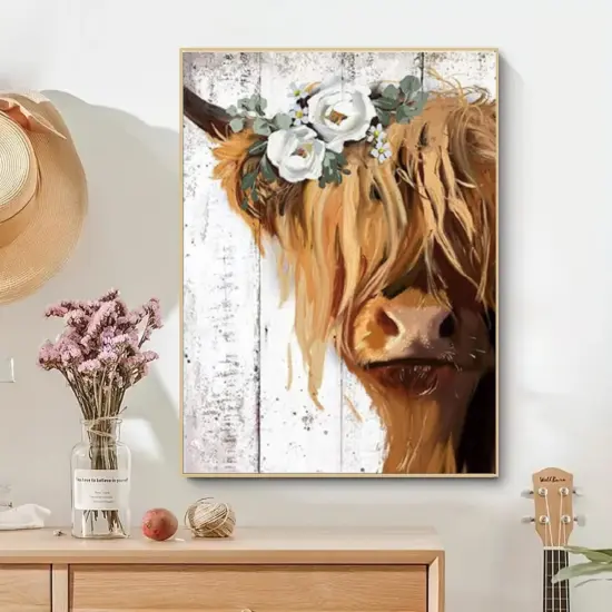 DIY Paint by Number for Adults Beginner Highland Yak Painting Numbers Paint Kits Canvas DIY Arts Crafts for Home Decor 16x20 Inch Without Frame {2}