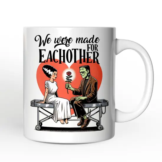 Vintage Frankenstein and Bride Mug for Couple, We Were Made for Each Other Vintage Romantic Gift {3}