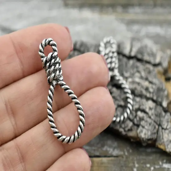 *10* 37x16mm Antique Silver Rope Twist Teardrop Pendants {2}