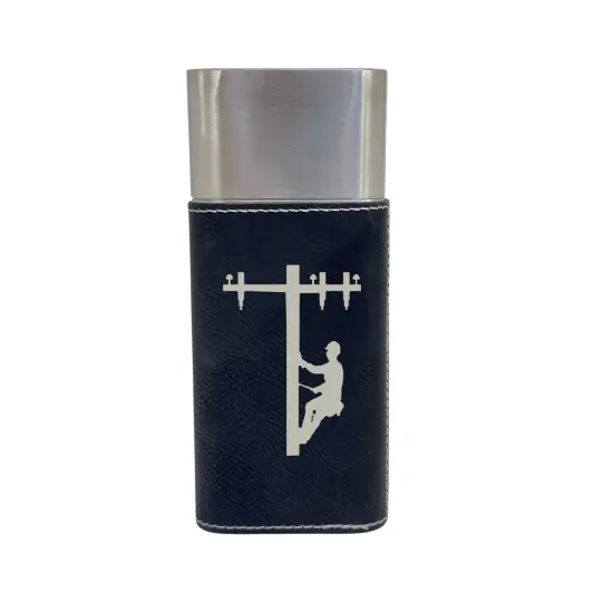 Cigar Case with Cutter - Lineman Leather Black/Silver {1}