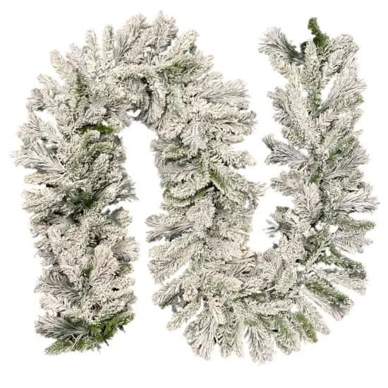 Christmas Flocked Fraser Garland (9' x 12") Unlit {1}