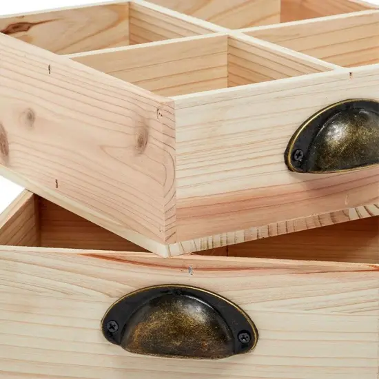 Natural Fir Wood 4 Section Tray Set 9" x 9" x 3 1/8" 12 Each {3}