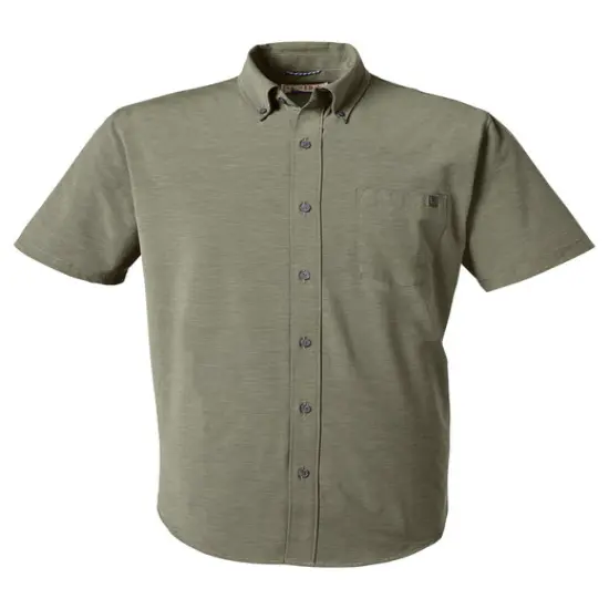 HUK&reg; Men's Kona Solid Short Sleeve Shirt Moss {1}