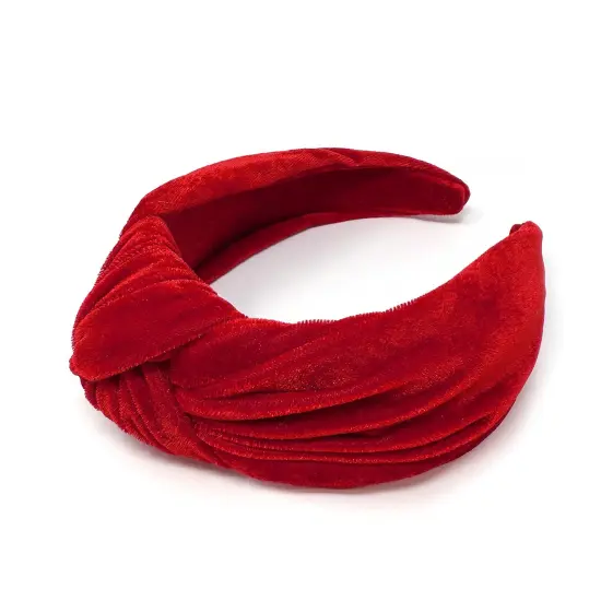 Wrapables Wide Knotted Velvet Headbands, Top Knot Velvet Headbands for Women and Girls, Red {2}