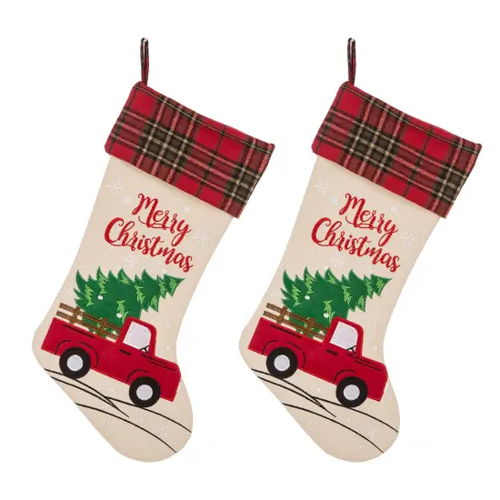 Set of 2 21''L Christmas Stockings - Red Truck/Dachshund 2pk Red Truck {6}