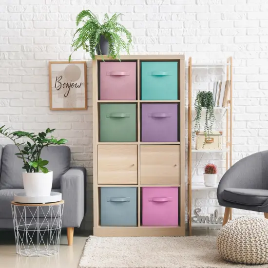 Sorbus 12 Pack Storage Bins - 11" Sturdy Collapsible Fabric Storage Cubes with Handle Pastel combo {5}