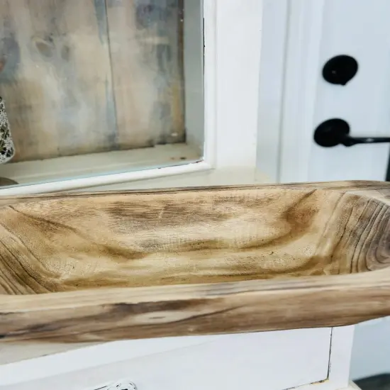 Natural Wood Dough Bowl &ndash; 20"" Rustic Wooden Bowl for Decor, Serving, Candle Making, or Centerpieces {5}