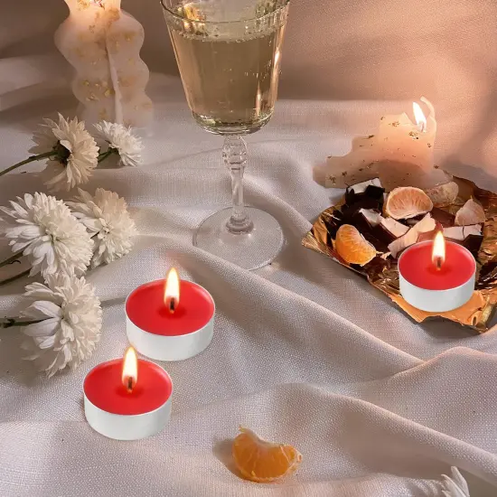 Red Scented Tealight Candles - 100 Pack Votive Candles Bulk - Apple Fragrance Tea Light Candle Gift Set for Holiday, Wedding and Home - 4 Hour {3}