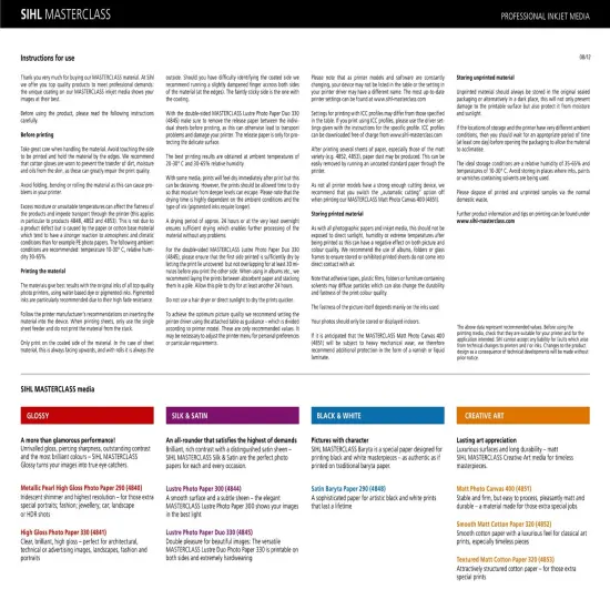Sihl MASTERCLASS Smooth Matt Cotton Inkjet Paper, 320gms, 19 mil, 8.5x11", Sheets 4852 {3}