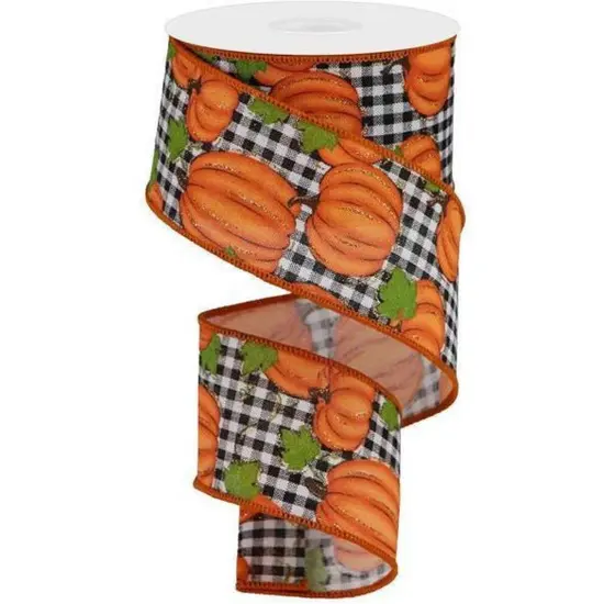 2.5" Pumpkin Patch Ribbon: Check (10 Yards) {1}