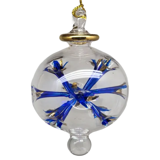 Blown Glass Pierced Starburst Ornament - Blue {2}