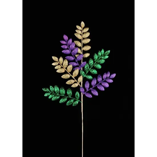 26" Glitter Leaf Spray: Mardi Gras {3}