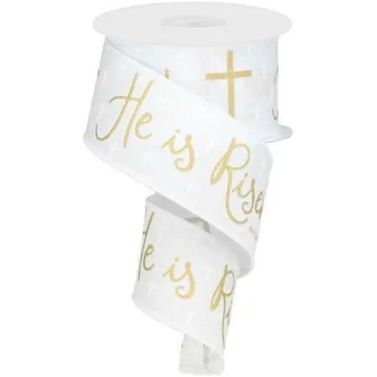 2.5" He Is Risen Ribbon: White (10 Yards) {1}